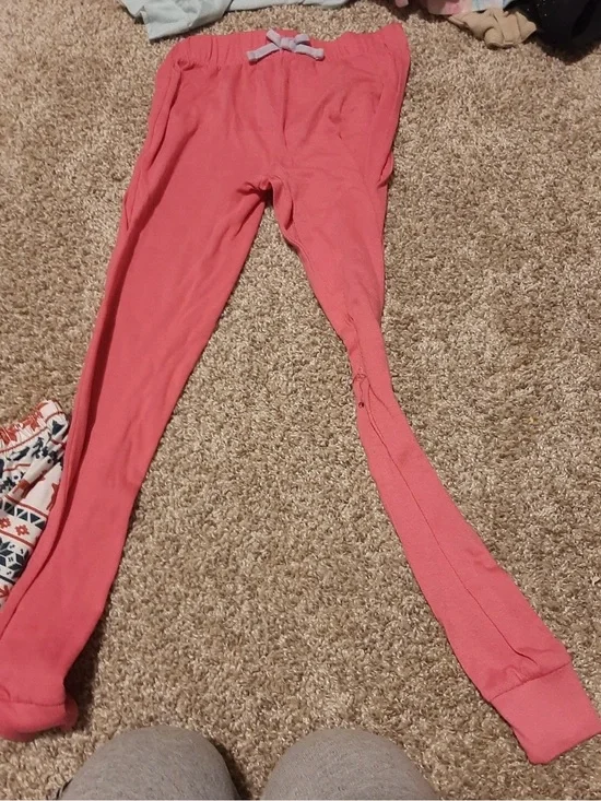 Girls' Pink Knit Lounge Bottoms with Drawstring