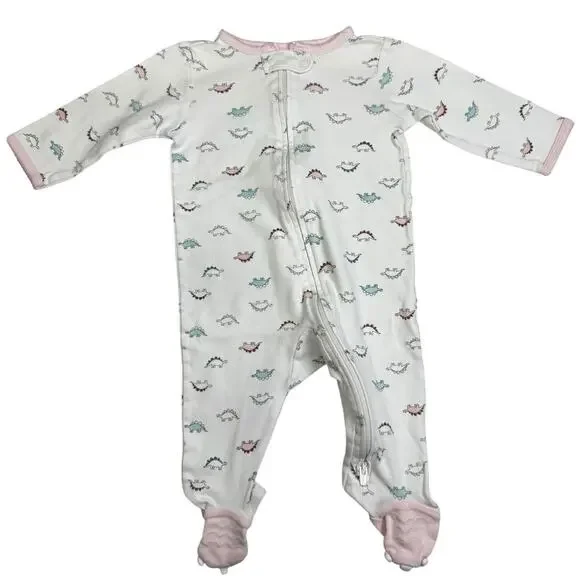 Carters Footie Sleeper Pajamas Baby Girl Dinosaur White 6 Months