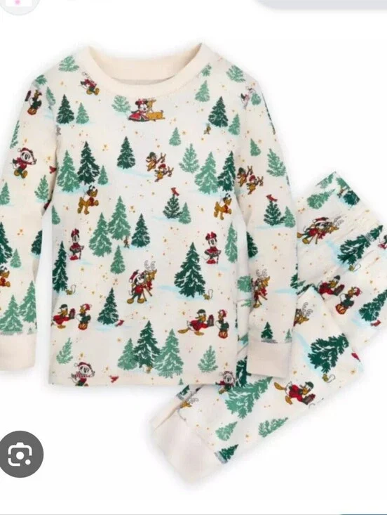 Disney Mickey Mouse Holiday Christmas Pajamas Size 7