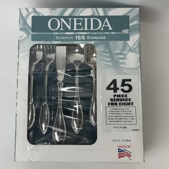 Vintage Oneida 18/8 Stainless USA 42 Piece Service for 8 AMERICAN HARMONY/ARBOR