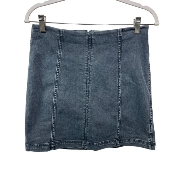 Free People Jean Denim Mini Skirt Women 28 Blue Distressed Casual School Cowgirl