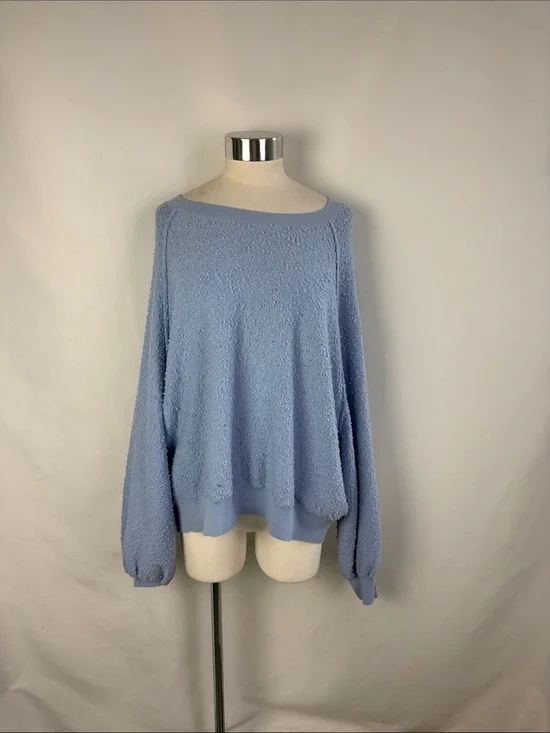 FREE PEOPLE LIGHT BLUE TEXTURED SWEATER