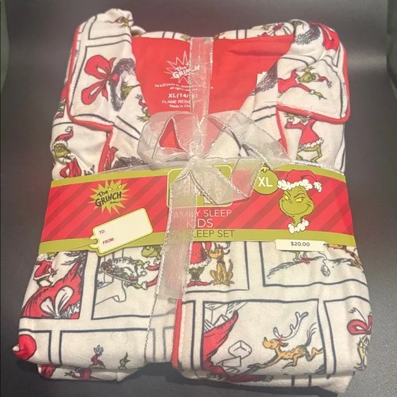 Dr. Seuss Grinch Red and White Kids Pajama Set Size 14/16