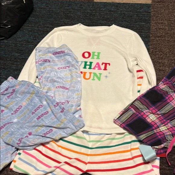 Pajama set. Two pair of pants and one set Youth XL and one adult XS