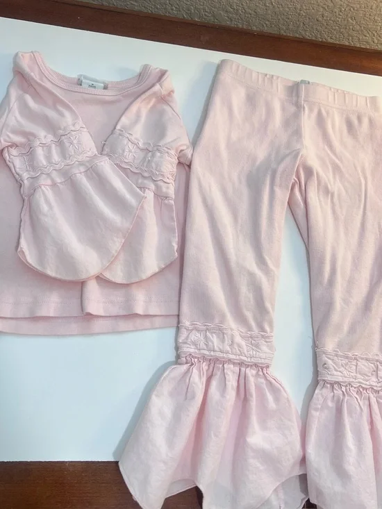 naartjie Light Pink Ruffle Pajama Set for Kids 5T