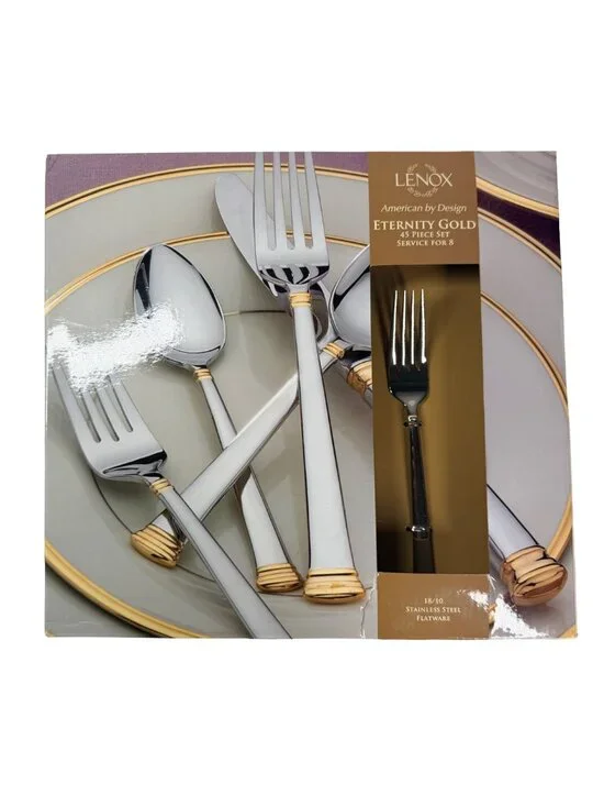 Lenox Eternity Gold 45-Piece Flatware Set Service for 8 18/10 Stainless Steel