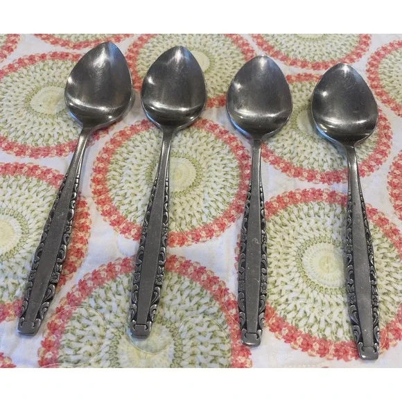 Northland‎ Oneida Love Story Stainless Flatware Soup Spoons Spoon Lot Of 4 VTG