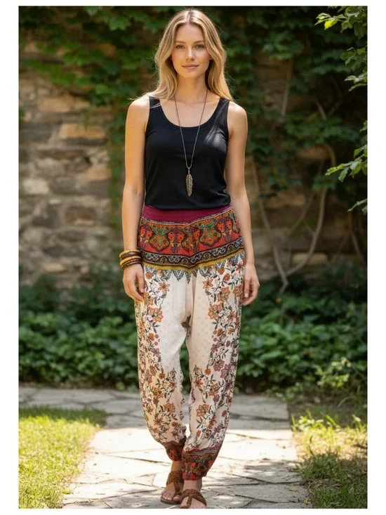 Free People Pull On Harmen Pants Women's Size S Dreamy Print Boho Chic
