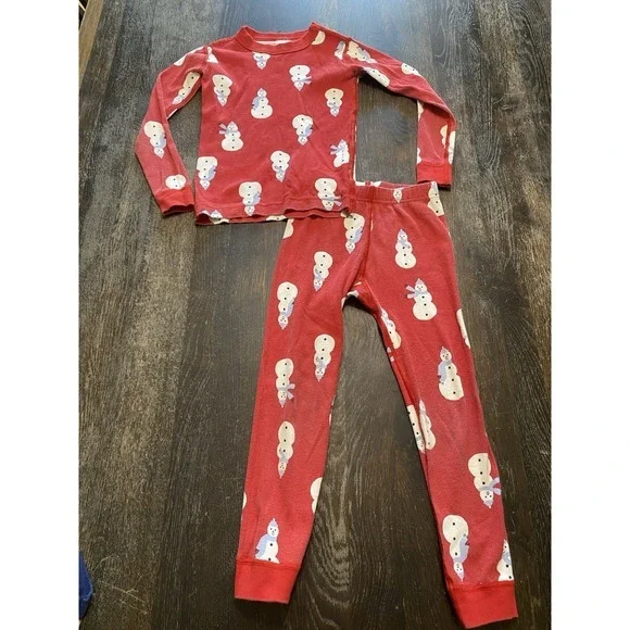 Hanna Andersson Long John Pajamas Christmas Red Snowman Cotton Size‎ 5