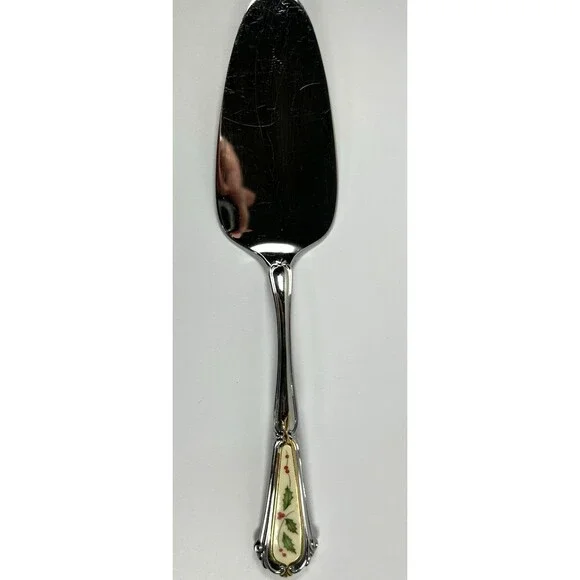 Lenox HOLIDAY Stainless Pastry Server 18/8 Japan Gold Accent Off White - 10
