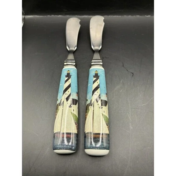Lighthouse/Sailboat Ceramic Spreader Knives by Warren Kimble Coastal Breeze 2