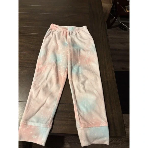 Wonder Nation Girls Fleece Pajama Pants Pink Blue Tie Dye Believe Stars XS 4-5