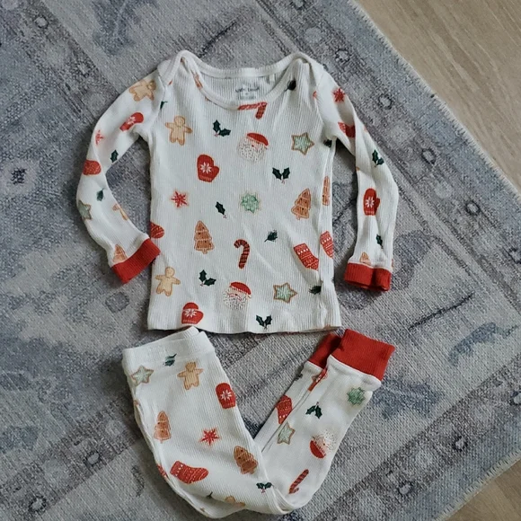 Angel Dear Kids Unisex Waffle Knit Christmas Cookie Long Johns Pajamas Sz3T
