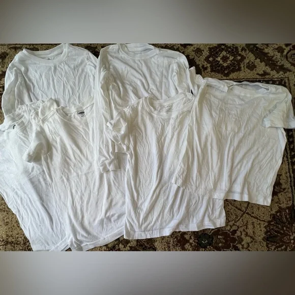 Carters & old Navy Boys White Cotton Undershirt Tee’s Long Sleeve & Short Sleeve