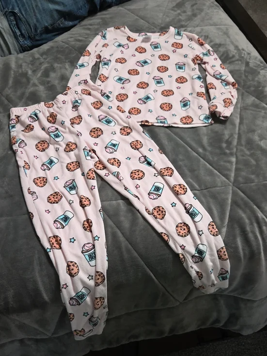 Kids Pink Cookie & Milk Pajama Set