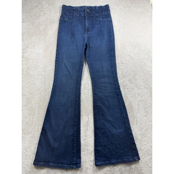 We The Free Womens Just Float On Flare High Rise Blue Jeans 31 Meas: 29x32