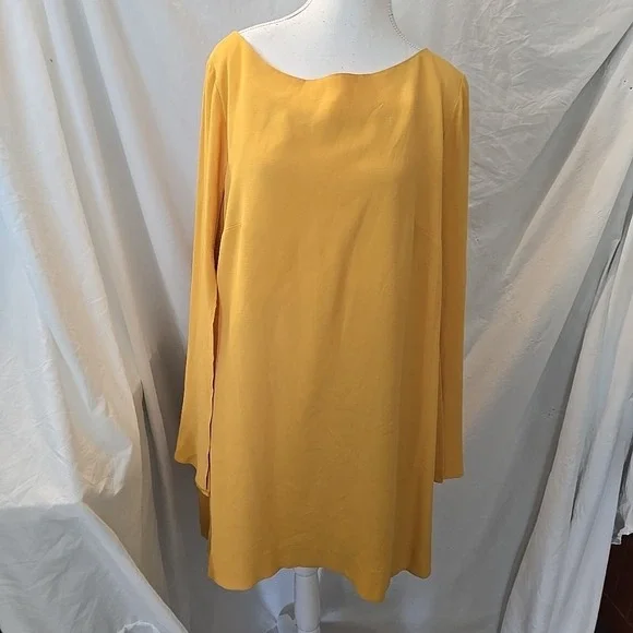 Free People Some Like It Hot Dress In Sun‎ Yellow SIZE L Flowy Slit Sleeves NWT