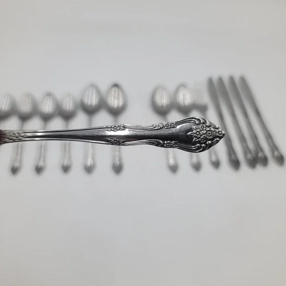 14pc Stanley Roberts Dream Rose Stainless Flatware Set Spoons Fork Knives Korea