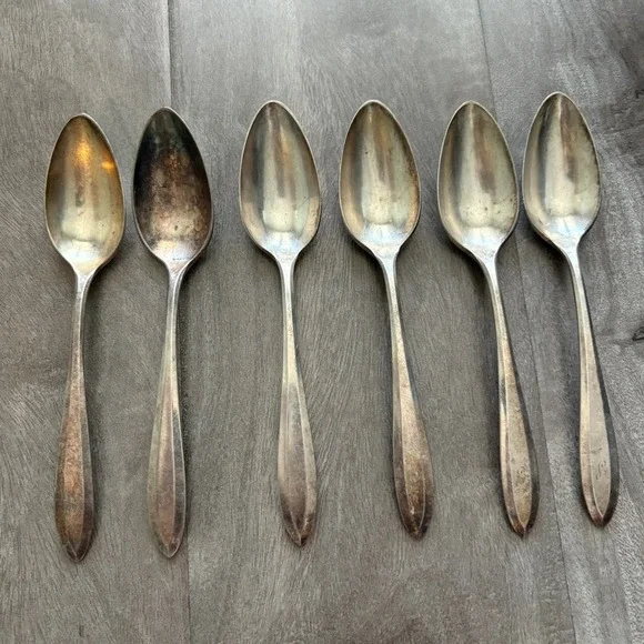 6 Vintage Community Plate Silverplated Teaspoons Monogram Art‎ Deco 6