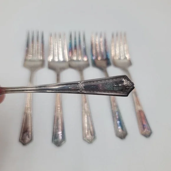 6pc International Silver Bouquet-Vendome Salad Forks Rogers & Son Silverplate