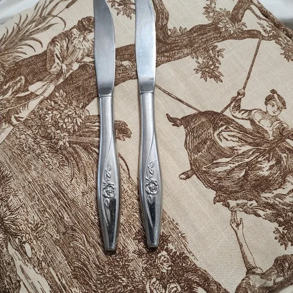 Oneida Lasting Rose set of‎ 2 dinner knives stainless knife oneidacraft Vintage