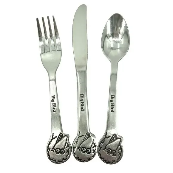 Demand Inc. BIG BIRD Stainless Korea Muppets Childs Spoon, Fork, Knife Vintage