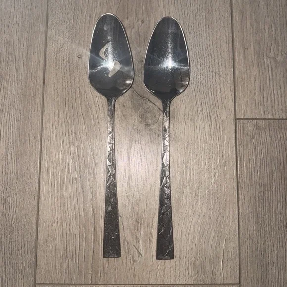 Towle SCC Cubist Stainless Flatware, Serving Spoons Aquarius, Japan‎ MCM, 50s