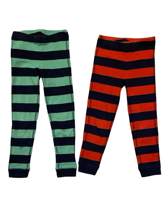Primary Striped Kids Pajama Bottoms - Green, Red & Navy
