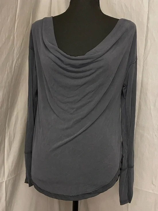 NWT Free People Draped Cowl Long-Sleeve Top - Black