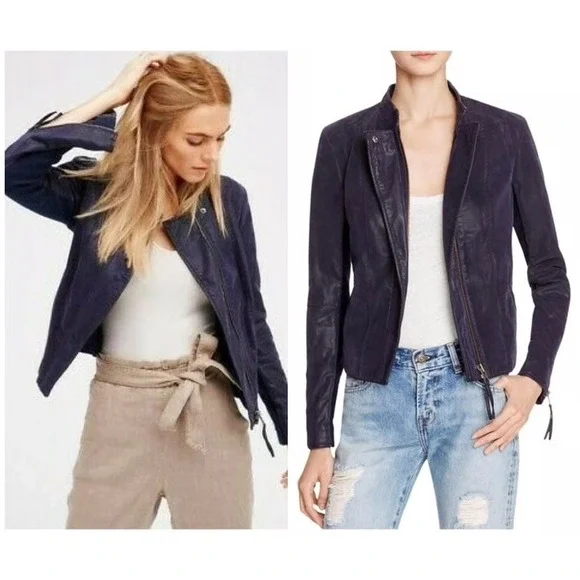 Free People boho‎ Distressed Moto Jacket Faux Leather Zippers indie 2016 grunge