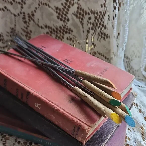 Vintage Mid Century Modern Wooden & Metal Fondue Forks
