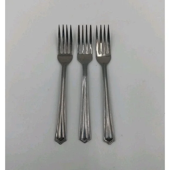 3 CAPCO International‎ Silver Stainless CA07 Dinner Forks Flatware Silverware