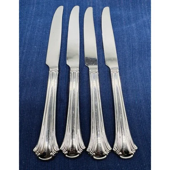 Reed and Barton Cortland Dinner Butter Knife‎ Glossy Stainless Flatware Lot of 4