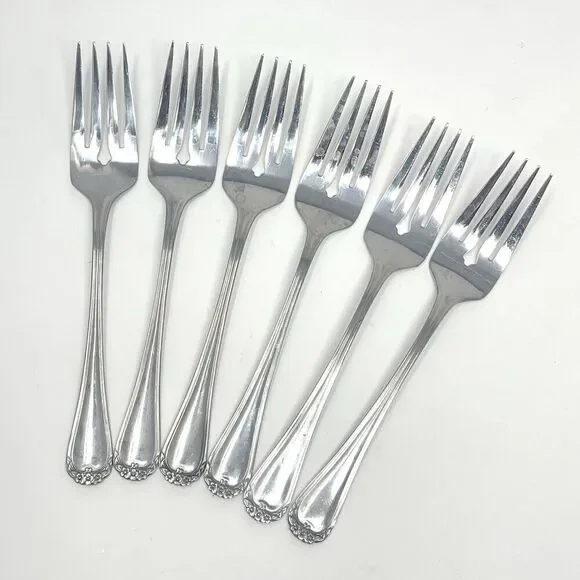Rogers Co. Stanley Roberts TRIO ROSE PETAL Stainless Set of 5 Salad Forks 6.5”