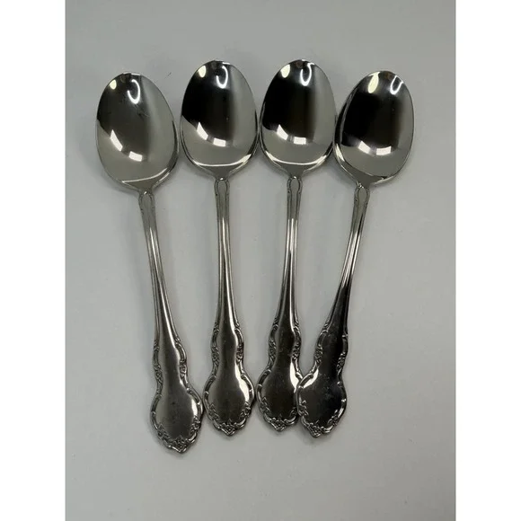 Community Tennyson  Cube Oval Soup Spoons Set Of 4 Oneida Stainless Steel