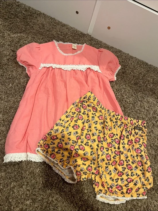 Matilda Jane Coral Pink with Yellow Floral Shorts Pajama Set (REMOVING SOON)