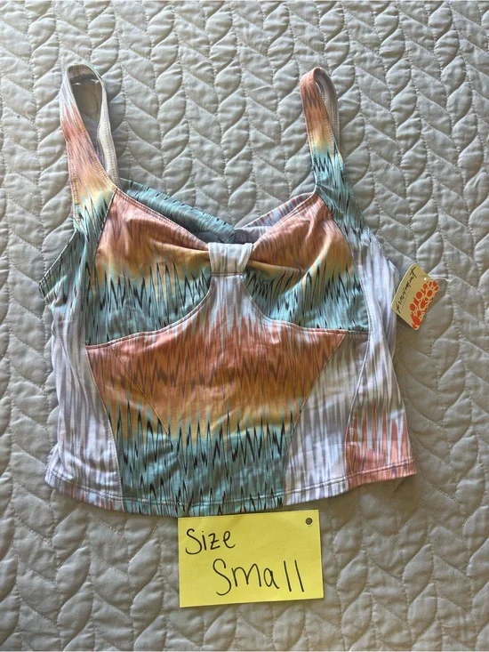Free People Pastel Peach & Mint Crop Tank