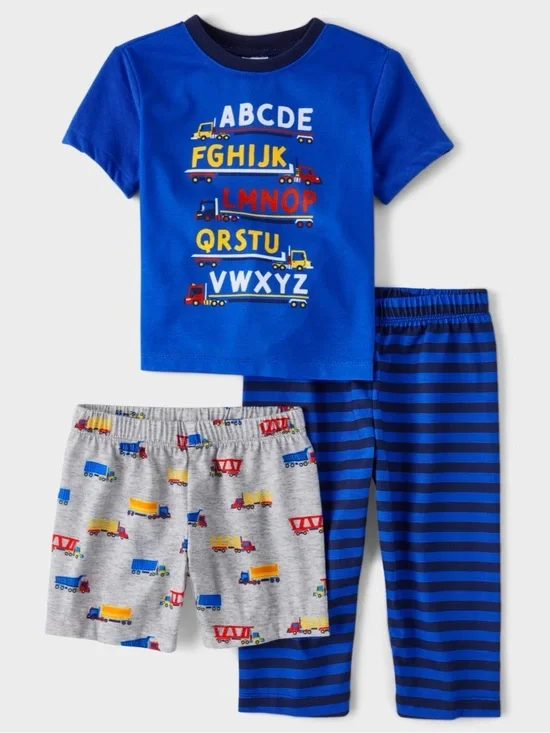 PJ PLACE 🚒🛻VALIANT BLUE ALPHABET TRUCK 3-PIECE PAJAMA SET🛻🚒 SIZE 5T 🌟NWT🌟