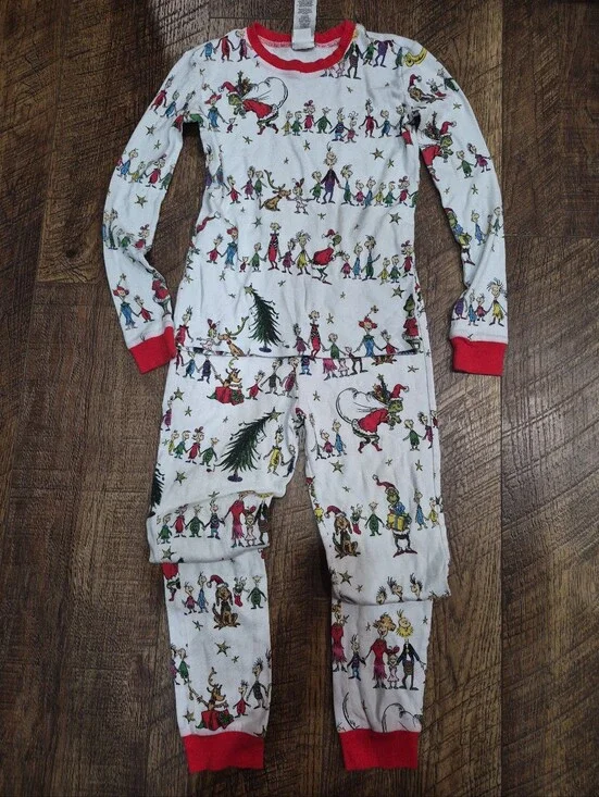 Dr. Seuss The Grinch Pottery Barn Teen Organic Cotton Pajamas Youth Size 14