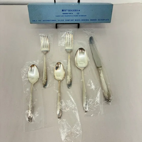 Wm Rogers Starlight Rose Silverplate (4) 6 Pc Place Setting Flatware Lot Vintage
