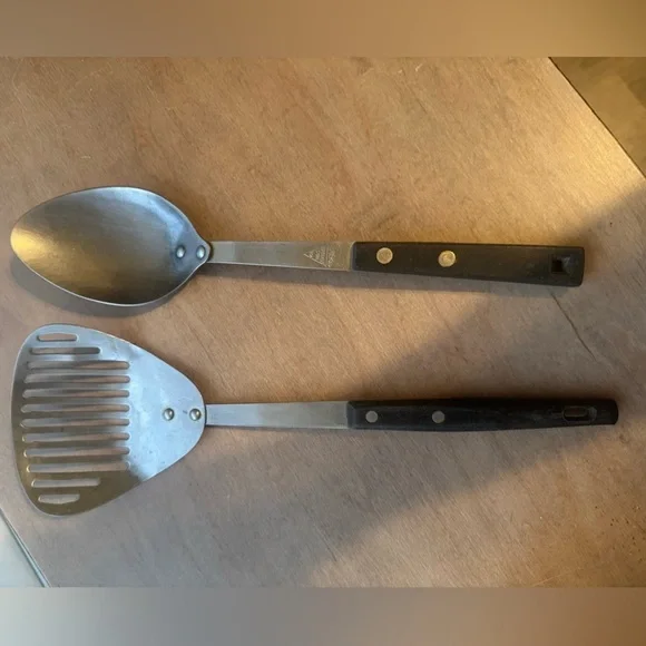 Vintage Black Handle Stainless Steel Kitchen Utensil Set