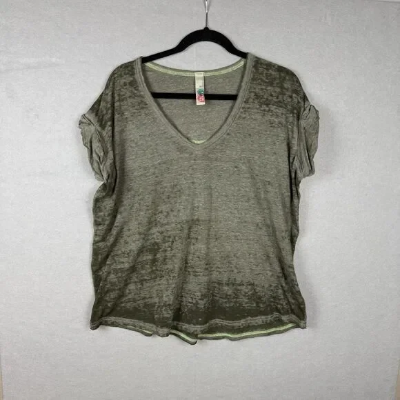 Free People FP BEACH Free Fallin' Burnout Tee Top‎ Army Green XS but Oversized