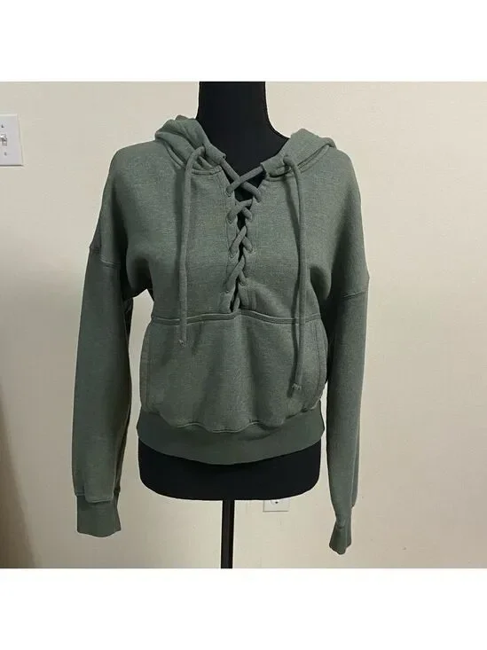 Free People Hoodie Women’s Size XS Army Green FP Movement Believer Sweat Hoodie