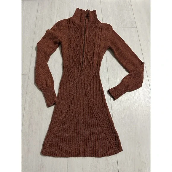 Free People Sweater Dress Sz XS Rust‎ Color Preppy Academia Schoolgirl