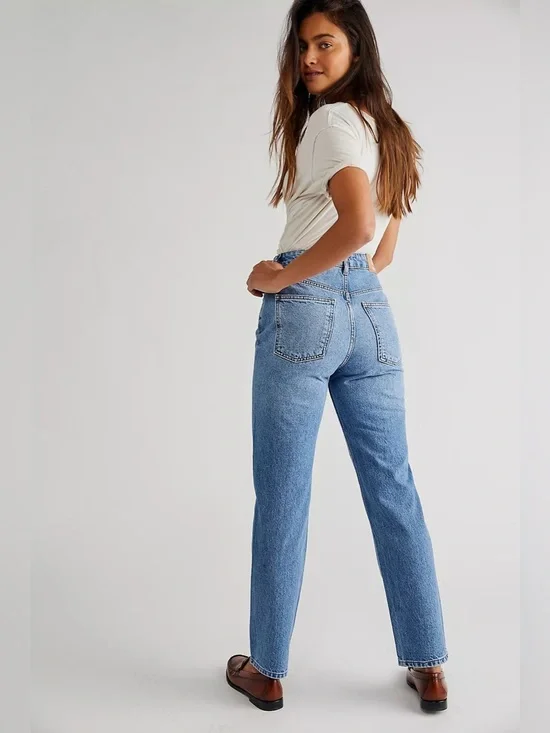 Free People We The Free Pacifica Straight Leg Jeans Sz 25 High Rise