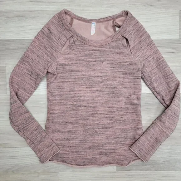 FREE PEOPLE MOVEMENT Womens Mauve Space Dyed Cutout Shirt Small Athleisure Gym