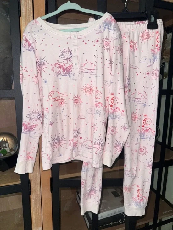 Roller Rabbit pajamas set girls long sleeve henley tee pants celestial unicorn