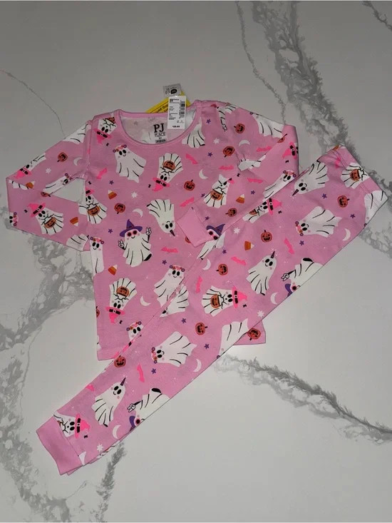 Pink Ghost Girls’ Halloween Pajamas Glow in the Dark PJs 5T