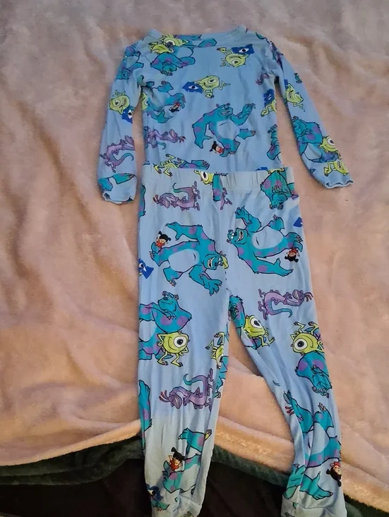 Kids Blue Monsters-Inc Character Two -Piece -Pajamas