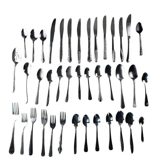 Lot of Silverware 40PCS Knife Spoon Fork Stainless Steel Kitchenware Many Brands
